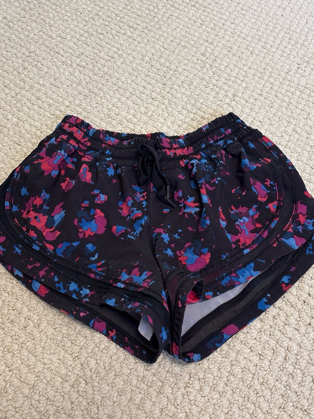 lululemon athletica Black Shorts with Pink & Blue Camouflage Print